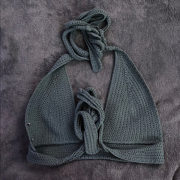 Chic Olive Crochet Halter Top - Picture 4 of 4